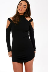 Black Cut Shoulder Detail Dress - Zola-Dresses