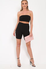 Black Cycling Shorts And Bandeau Co -ord - Edrie-Co-ords