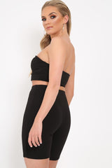 Black Cycling Shorts And Bandeau Co -ord - Edrie-Co-ords