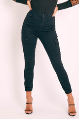 Black Denim Cargo Jeans - Destany-Jeans
