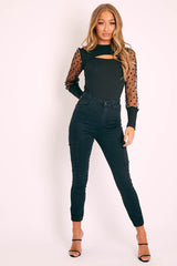 Black Denim Cargo Jeans - Destany-Jeans