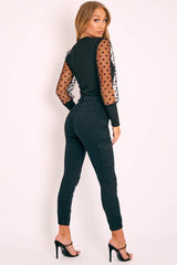 Black Denim Cargo Jeans - Destany-Jeans