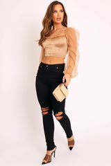 Black Denim Distressed Skinny Jeans - Quin-Jeans