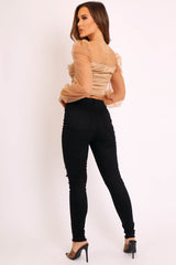 Black Denim Distressed Skinny Jeans - Quin-Jeans