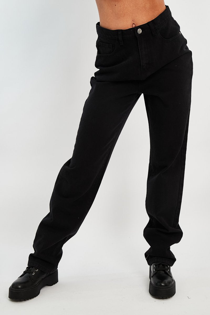 Black Denim Extra Long Straight Leg Jeans - Blaise-Jeans