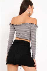 Black Denim Rip Mini Skirt - Selenia-Skirts