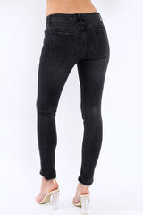 Black Denim Stud And Eyelet Ring Jeans - Lesha-Jeans