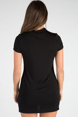 Black Devil Rider Choker Neck T-shirt Dress - Nora-Dresses