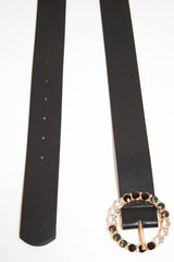 Black Diamante Buckle Belt - Jelena-Belts