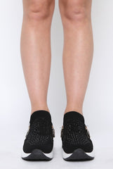 Black Diamante Platform Pumps With Zips - Consuela-Shoes