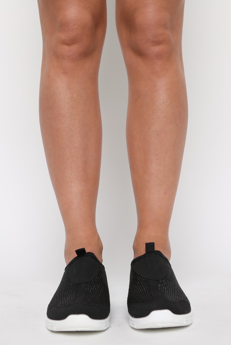 Black Diamante Sparkle Stretch Trainers - Hani-Trainers