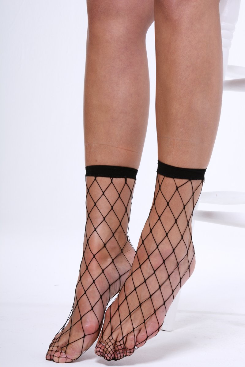 Black Diamond Fishnet Ankle Socks - Lottie-Dresses