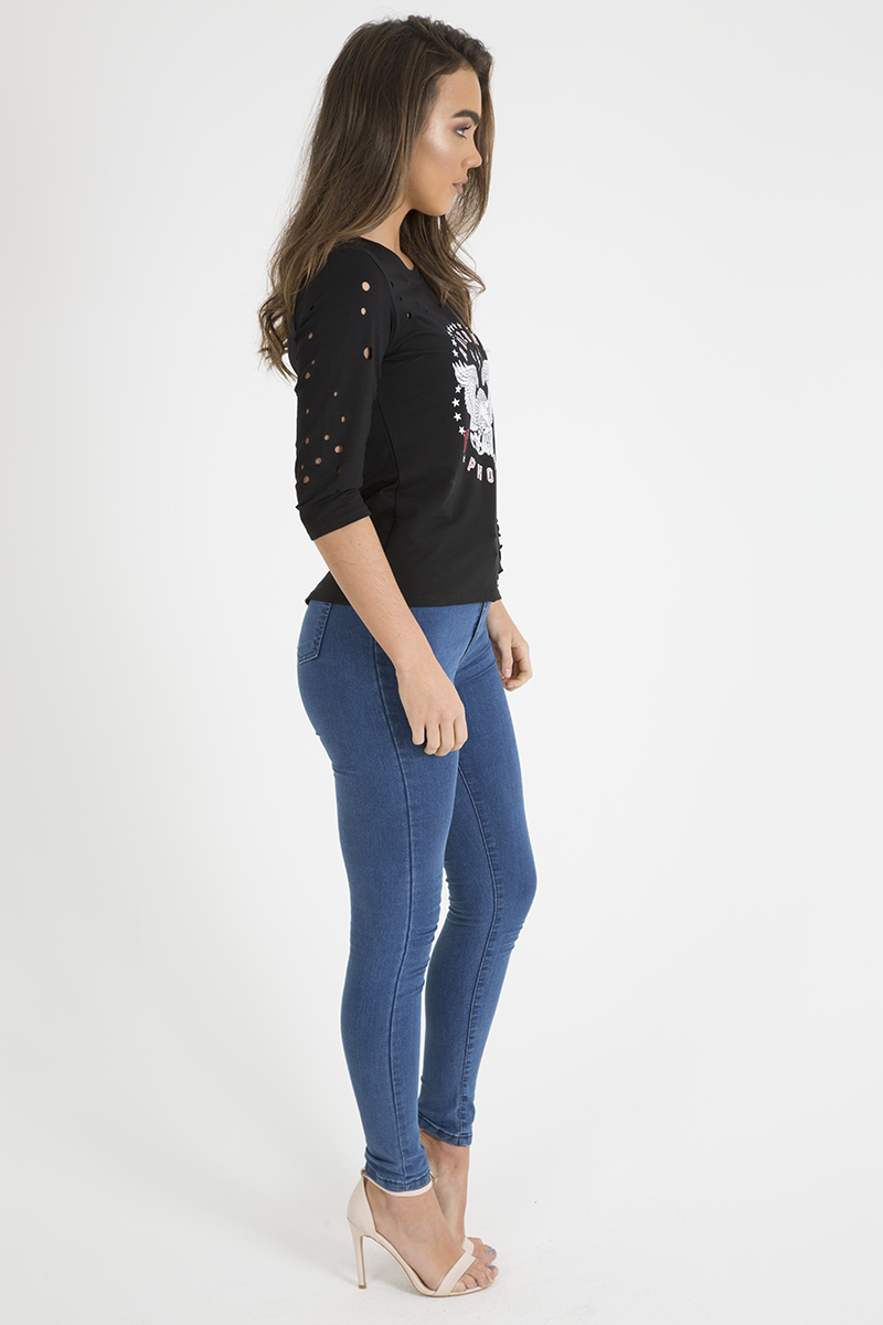 Black Distressed 'Arizona Phoenix' Print Top - Nova-Tops
