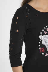 Black Distressed 'Arizona Phoenix' Print Top - Nova-Tops