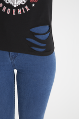 Black Distressed 'Arizona Phoenix' Print Top - Nova-Tops