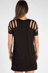 Black Distressed Breathe Graphic T Shirt Dress - Madeline-Dresses