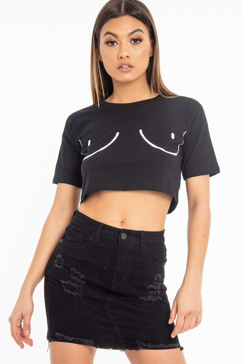 Black Distressed Denim Skirt - Blakelyn-Skirts