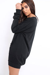 Black Distressed Detail Sweatshirt Jumper Dress - Ivy-Jumper