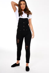 Black Distressed Dungarees - Darcia-Dresses