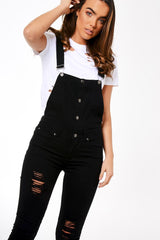 Black Distressed Dungarees - Darcia-Dresses