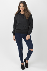 Black Distressed Hoodie - Kiera-Hoodies