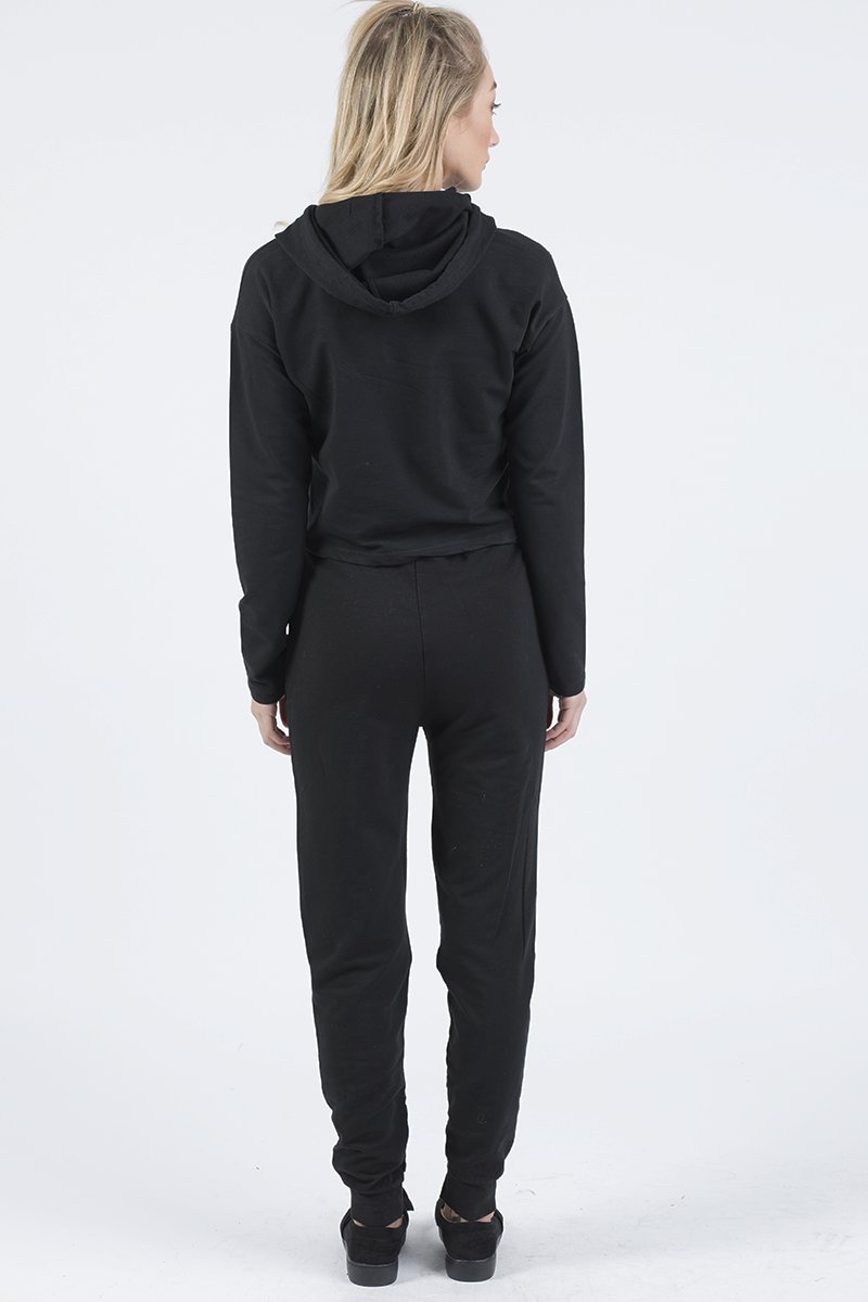 Black Distressed Hoodie Tracksuit - Mollie-Tracksuits