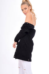 Black Distressed Oversized Denim Jacket - Penny-Jackets