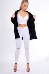 Black Distressed Oversized Denim Jacket - Penny-Jackets