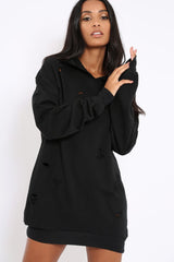 Black Distressed Oversized Hoodie - Khloe-Loungewear