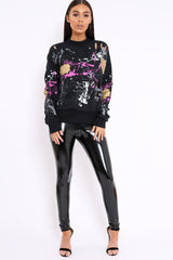 Black Distressed Paint Splatter Jumper - Mina-Jumper