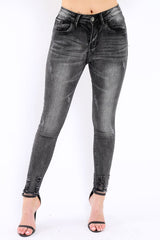 Black Distressed Skinny Jeans - Isabellah-Jeans