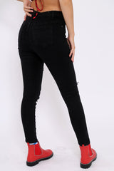 Black Distressed Stretch Skinny Jeans - Fynley-Jeans