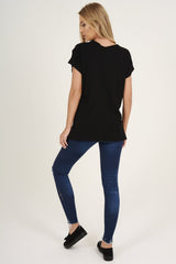 Black Distressed 'Take Chance' Print T-Shirt - Sonny-T-shirt