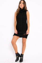 Black Distressed Turtleneck Jumper Dress - Jenni-Dresses