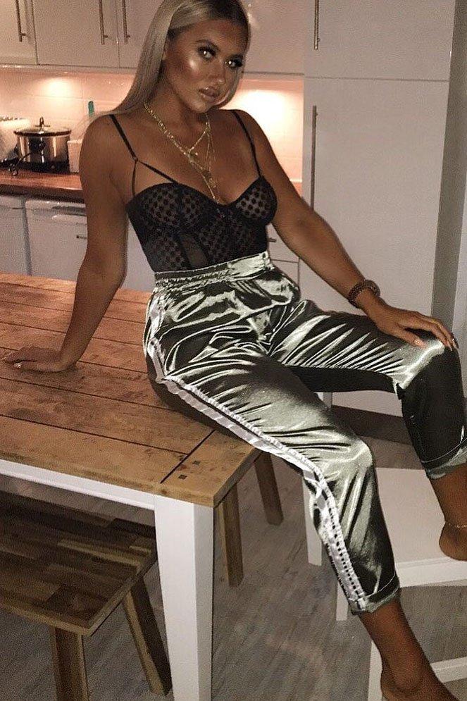 Black Dobby Mesh Polka Dot Bodysuit - Alaira-Bodysuits