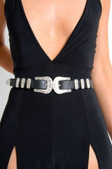 Black Double Buckle Western Belt - Lizzie-Belts