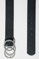 Black Double Diamante Buckle Belt - Aarilyn-Belts