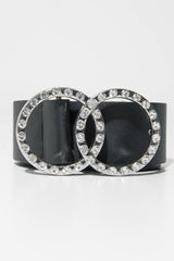 Black Double Diamante Buckle Belt - Aarilyn-Belts