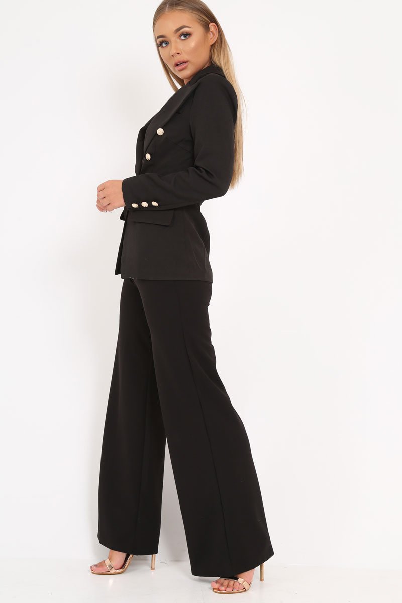 Black Double Gold Button Blazer - Meka-Jackets