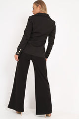Black Double Gold Button Blazer - Meka-Jackets
