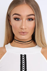Black Double Strap Spike Choker - Gigi-Jewellery