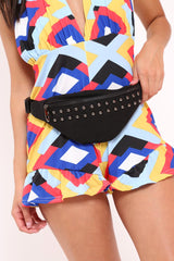 Black Double Stud Bum Bag - Kamala-Bags