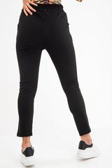 Black Drawstring Seam Front Tailored Joggers - Lissie-Trousers