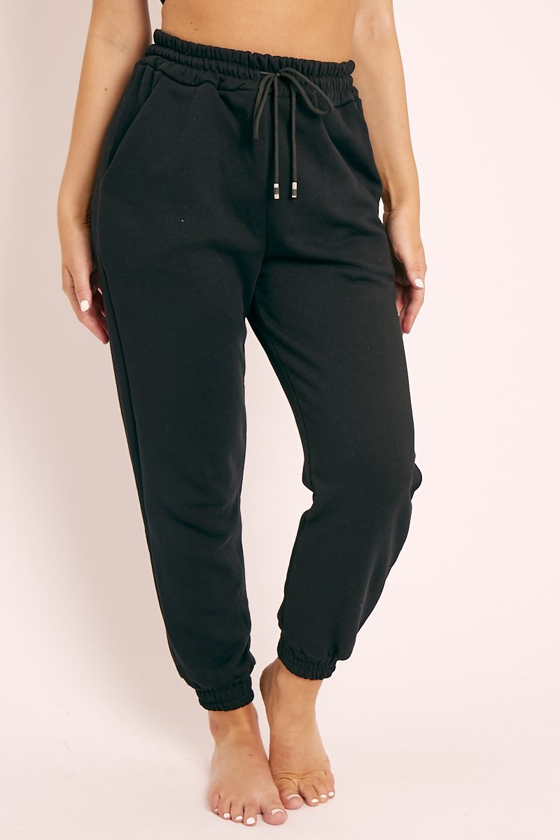 Black Drawstring Waist Joggers - Charley-Joggers
