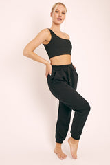 Black Drawstring Waist Joggers - Charley-Joggers