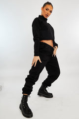 Black Drawstring Waist Jumper and Joggers Co-ord - Kayla-Loungewear