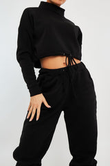 Black Drawstring Waist Jumper and Joggers Co-ord - Kayla-Loungewear