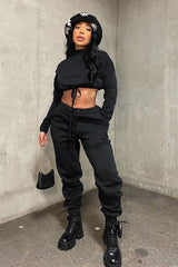 Black Drawstring Waist Jumper and Joggers Co-ord - Kayla-Loungewear
