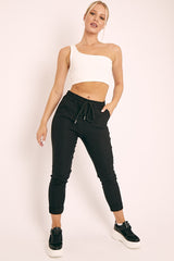 Black Drawstring Waist Trousers - Maddi-Trousers