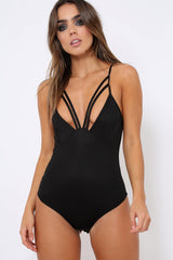Black Dual Strap Bodysuit - Alisha-Bodysuits